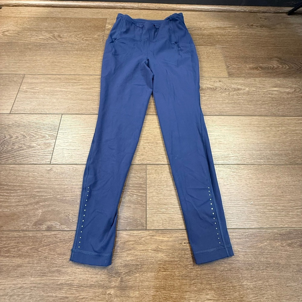 Lululemon Swift Speed High Rise Tight Blue Athletic Leggings 8 Tiny Hole